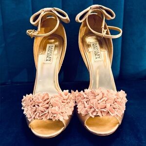Badgley‎ Mischka Floral Embellished Peep-Toe Heels